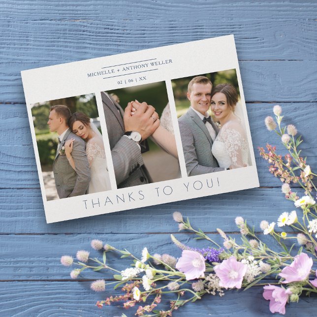 Casamento de 3 Fotos com Colagem Moderna de Script (Criador carregado)