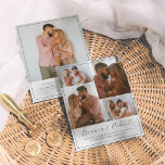 Casamento de 5 Fotos Mínimas com Script Elegante d<br><div class="desc">Um convite minimalista para casamento de fotos com nomes elegantes de caligrafia e tipografia clássica com 5 fotos. A frente das placas de orçamento apresenta uma colagem de 4 fotos e a parte traseira tem uma foto grande. A grade de 4 fotos apresenta duas fotos verticais retratos e duas imagens...</div>