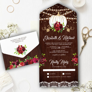Casamento de Abóbora Branca Floral Borgonha em Mad