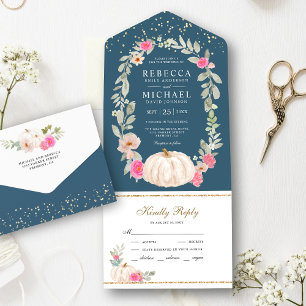 Casamento de Abóbora Branca Rosas Rosa Azul Empoei