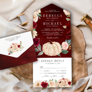 Casamento de Abóbora Floral Burgundy e Pêssego