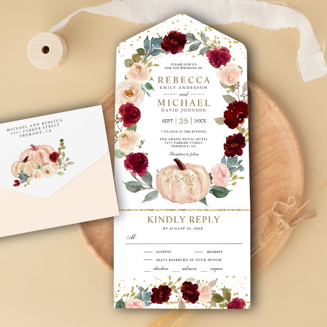 Casamento de Abóbora Floral Rústico Borgonha e Pês (Criador carregado)