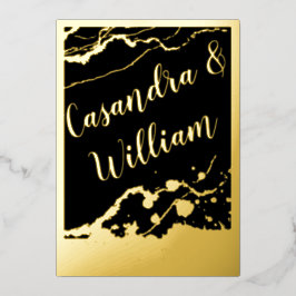 Casamento de abstrato Marble Veining Dourado Borde