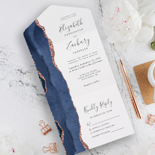 Casamento de Agata Dourada Azul-Rosa Marinho Moder