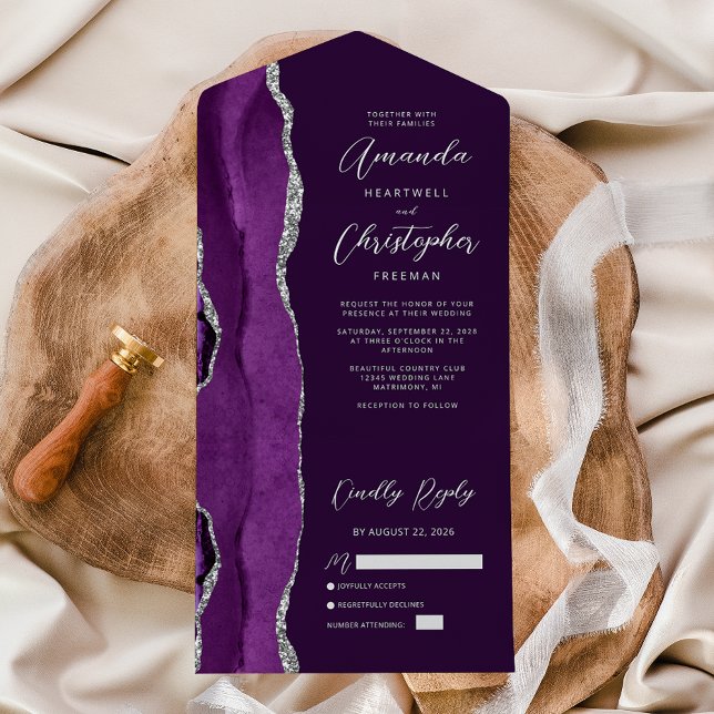 Casamento de Ágata Roxa Prata Ameixa (Criador carregado)