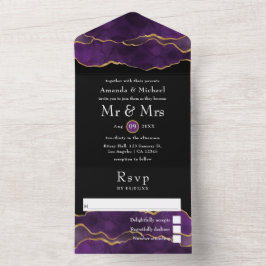 Casamento de Agato Roxo e Dourado Tudo em Um Convi
