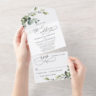 Casamento de Aguarela Elegante com Folhagem de Euc