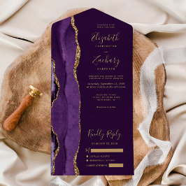 Casamento de Ameixa de Ágata Dourada Roxa Moderna
