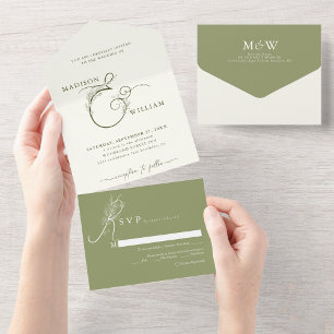 Casamento de Ampersand Floral Verde da Elegante Iv