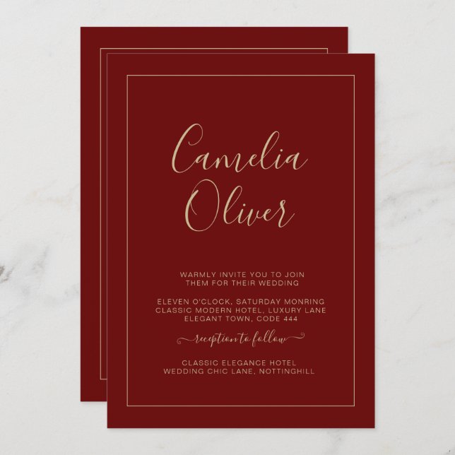 Casamento de Ampersand Monocromático Moderno All-i (Frente/Verso)