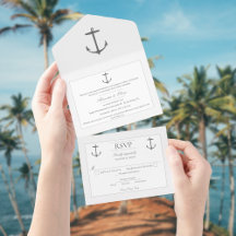 Casamento de Âncora Náutica Simples | Branco