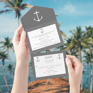 Casamento de Âncora Náutica Simples CINZAS