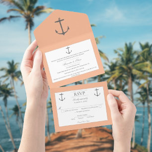 Casamento de Âncora Náutica Simples Pêssego