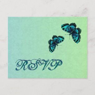 Casamento de Aqua e Teal Butterfly Damask RSVP