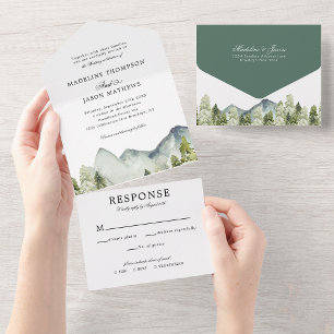 Casamento de Aquarela da Floresta Clássica Elegant