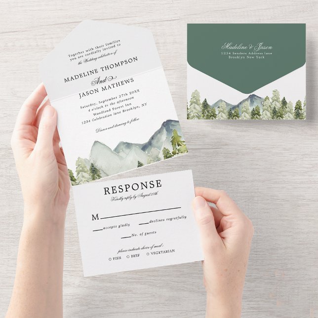 Casamento de Aquarela da Floresta Clássica Elegant (Criador carregado)