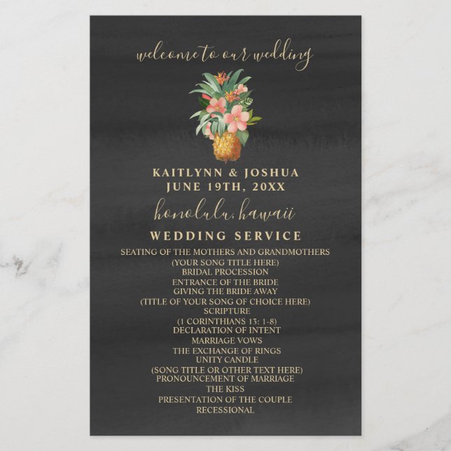 Casamento de Aquarela de Abacaxi (Frente)