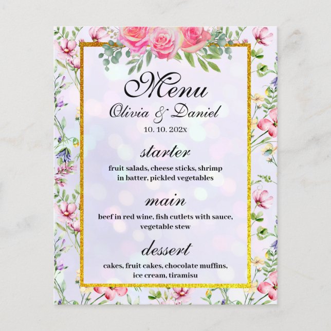 Casamento de Aquarela de Flores Rosa Escamosas Ele (Frente)