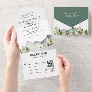 Casamento de Aquarela de Floresta de Montanha Clás