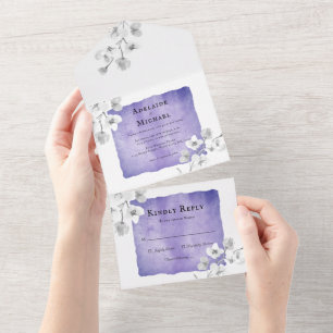Casamento de Aquarela de Lavanda Azul Floral Elega