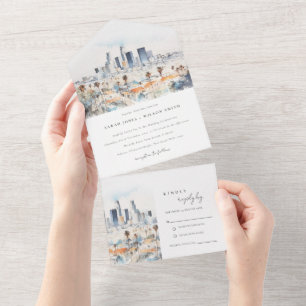 Casamento de Aquarela de Los Angeles, Califórnia