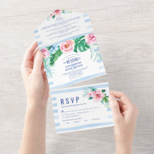Casamento de Aquarela de Verão Tropical de Praia