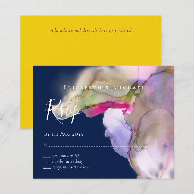 Casamento de Aquarela do Técnico RSVP do ORÇAMENTO (Frente/Verso)