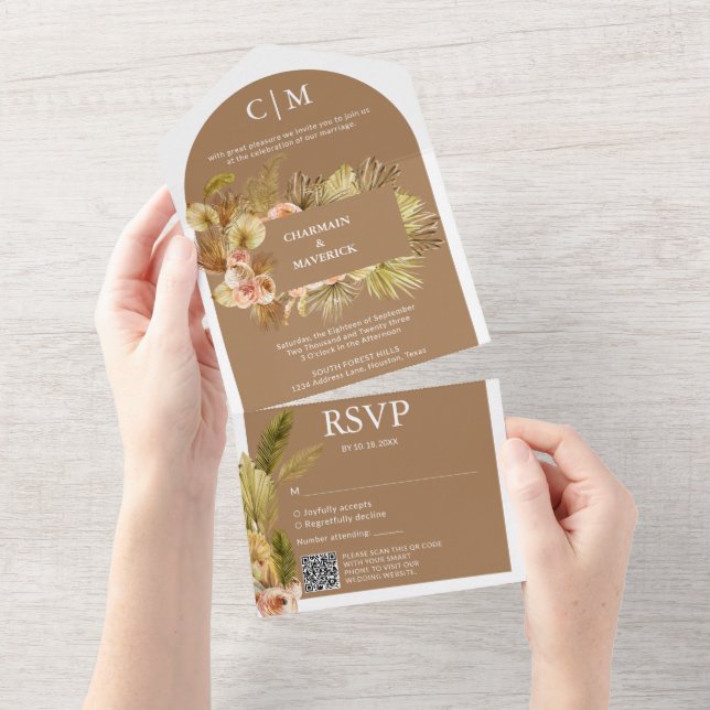 Casamento de Arch do Código QR do Monograma de Açú (Aba destacável)