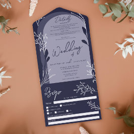 Casamento de arco rústico floral com foto azul do