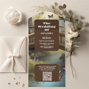 Casamento de Árvore de Aquarela do Lago QR