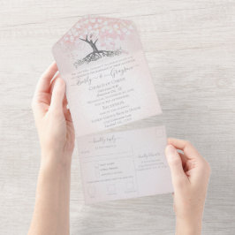 Casamento de Árvore de Folha de Coração Rosa-Blush
