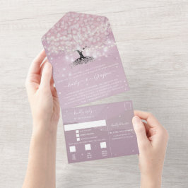 Casamento de árvores de folha de cor rosa e púrpur