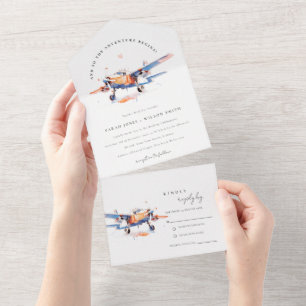 Casamento de Avião com Cor de Água Azul Blush