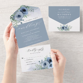Casamento de Azul com Dusta Azul com Script Elegan