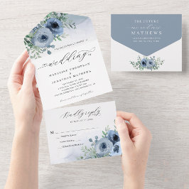 Casamento de Azul com Dusta Azul com Script Elegan
