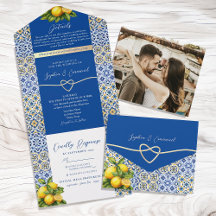 Casamento de Azulejo Italiano Lemon Blue