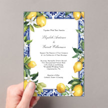 Casamento de Azulejo Mediterrâneo Limão Amarelo Az