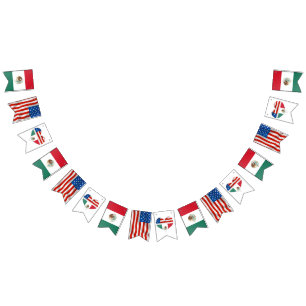Casamento de Bandeiras e corações mexicanos e am