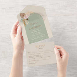 Casamento de Beige Mint Rustic Boho Clássico Moder