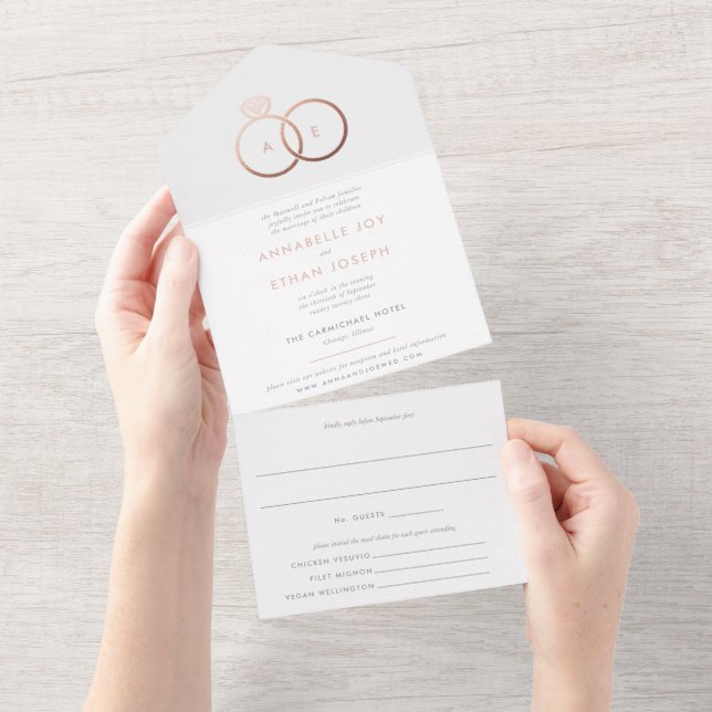 Casamento de Blush dos Anéis Dourados Modernos (Aba destacável)