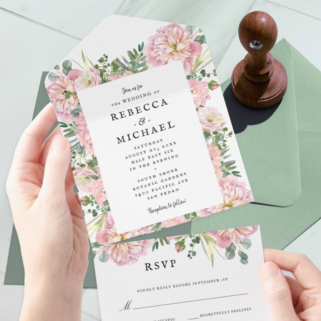 Casamento de Blush Peonies Hydrangea Eucalyptus (Criador carregado)