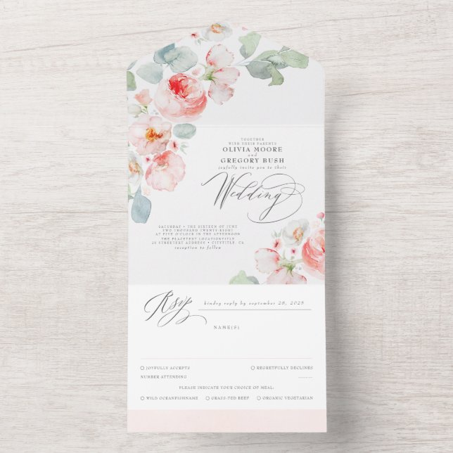 Casamento de Boho das Flores Rosa Suave Elegante (Inside)