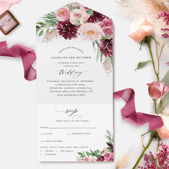 Casamento de Boho Floral Blush Blush Burgundy (Criador carregado)