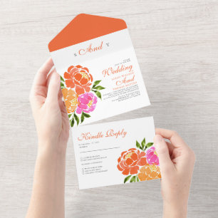 Casamento de Boho Floral Laranja-Rosa-Quente