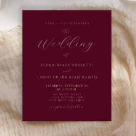 Casamento de Borgonha com Script Dourado Moderno