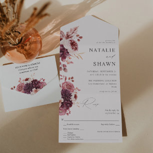 Casamento de Borgonha e Floral Rosa 8A