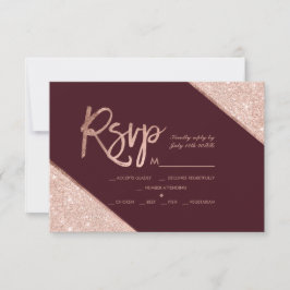 casamento de burgundy rsvp com script dourado rosa