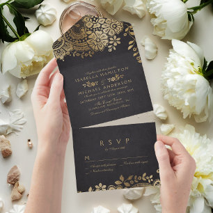 Casamento de cadáveres elegante e preto dourado fa