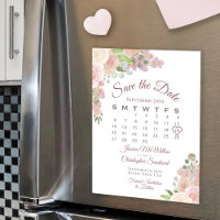 Casamento de Calendário Floral Cor-de-Rosa Salva o