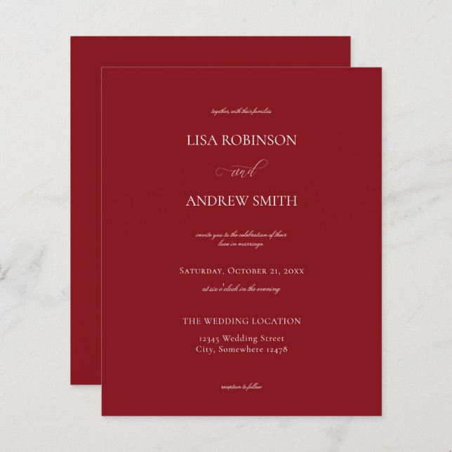 Casamento de Caligrafia com Borgonha Orçamental (Frente/Verso)